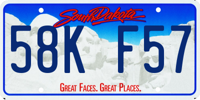 SD license plate 58KF57