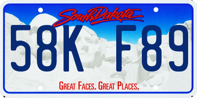 SD license plate 58KF89