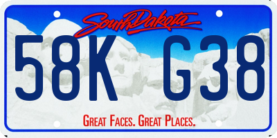 SD license plate 58KG38