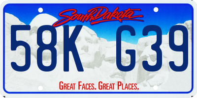 SD license plate 58KG39