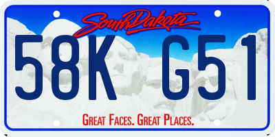 SD license plate 58KG51