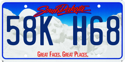 SD license plate 58KH68