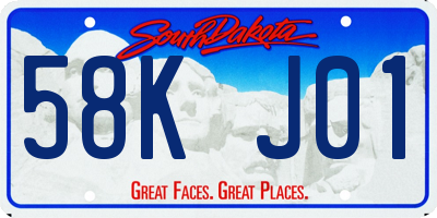 SD license plate 58KJ01