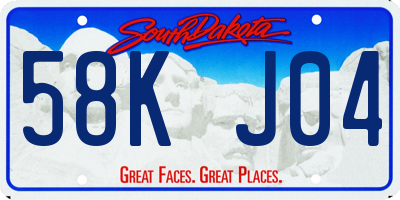 SD license plate 58KJ04