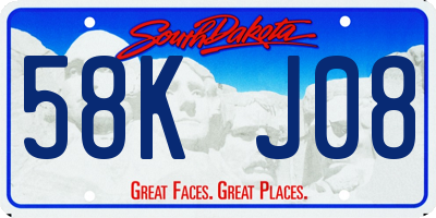 SD license plate 58KJ08