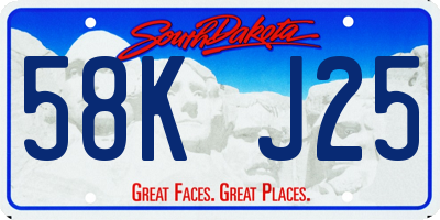 SD license plate 58KJ25