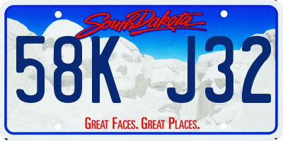 SD license plate 58KJ32
