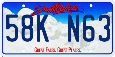 SD license plate 58KN63