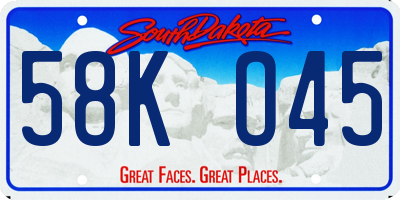 SD license plate 58KO45