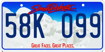 SD license plate 58KO99