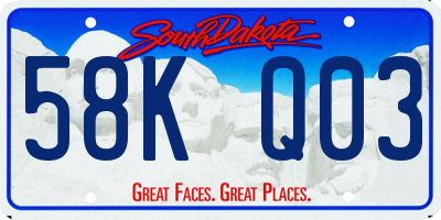 SD license plate 58KQ03