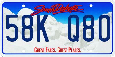 SD license plate 58KQ80