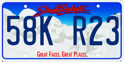 SD license plate 58KR23