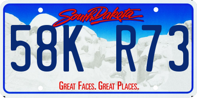 SD license plate 58KR73