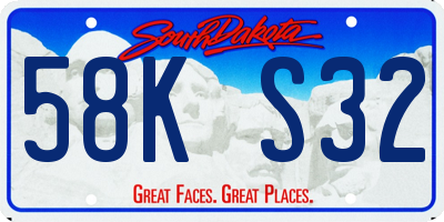 SD license plate 58KS32