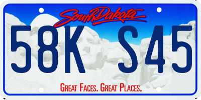 SD license plate 58KS45