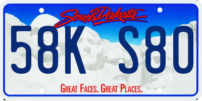 SD license plate 58KS80