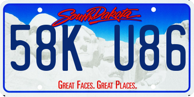 SD license plate 58KU86