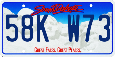 SD license plate 58KW73