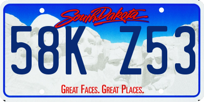 SD license plate 58KZ53
