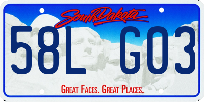 SD license plate 58LG03