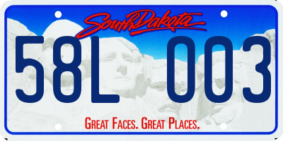 SD license plate 58LO03