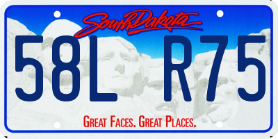 SD license plate 58LR75