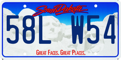 SD license plate 58LW54