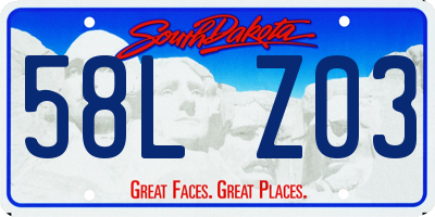 SD license plate 58LZ03
