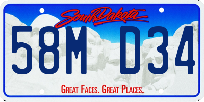 SD license plate 58MD34