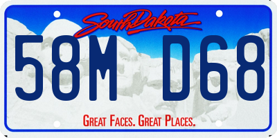 SD license plate 58MD68