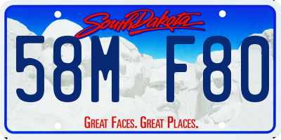 SD license plate 58MF80