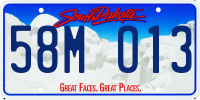 SD license plate 58MO13