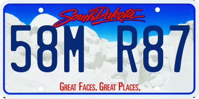 SD license plate 58MR87
