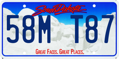 SD license plate 58MT87