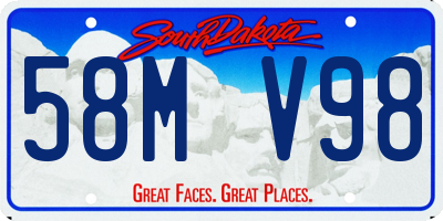 SD license plate 58MV98