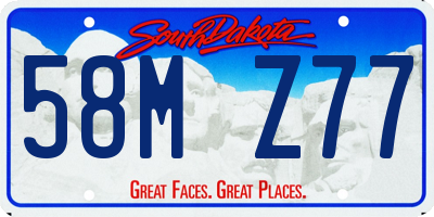SD license plate 58MZ77