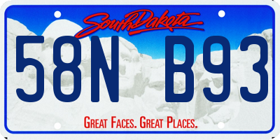 SD license plate 58NB93