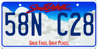 SD license plate 58NC28