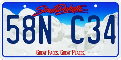 SD license plate 58NC34