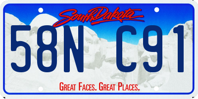 SD license plate 58NC91