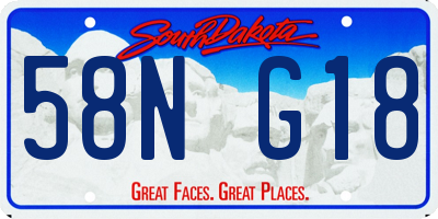SD license plate 58NG18