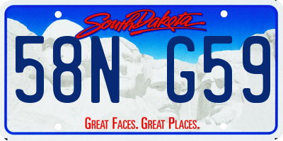 SD license plate 58NG59