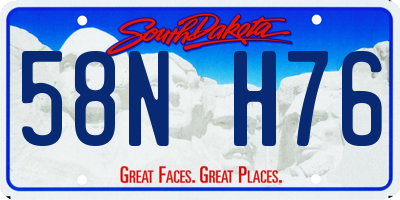 SD license plate 58NH76