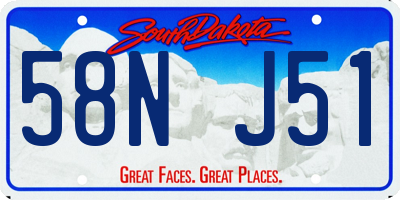 SD license plate 58NJ51
