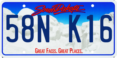 SD license plate 58NK16