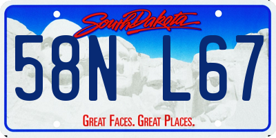 SD license plate 58NL67