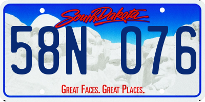 SD license plate 58NO76