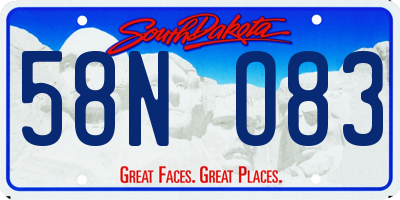 SD license plate 58NO83