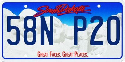SD license plate 58NP20